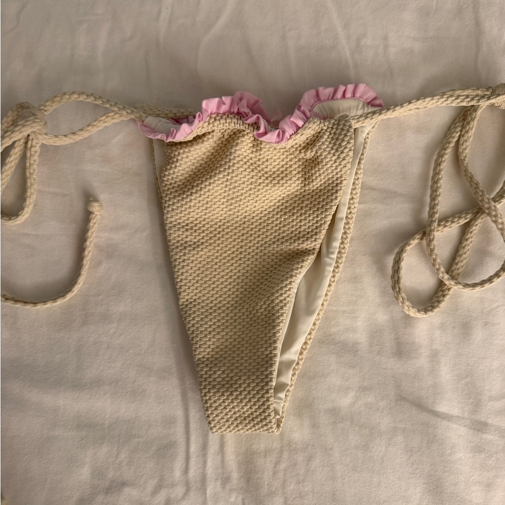 Frankie's Bikinis Cream and Pink Ruffle Bikini - Picture 3 of 3